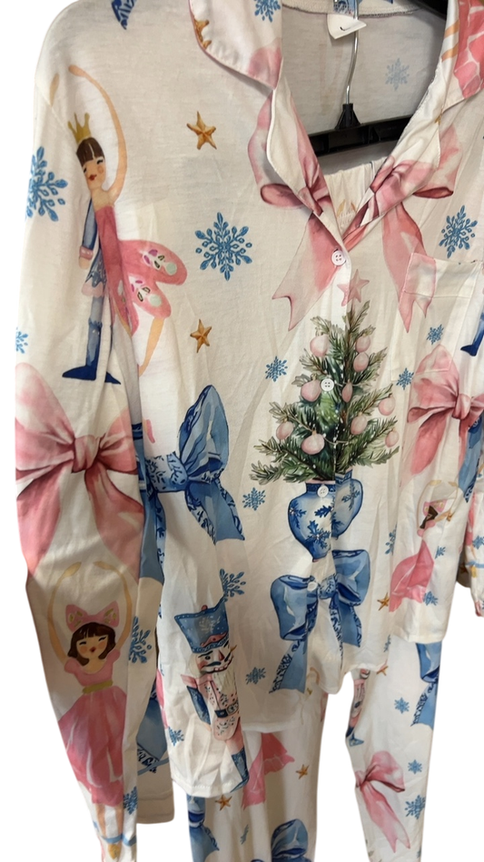 Boutique Pajama Set Large Multi-colored (predominantly white, pink, and blue)