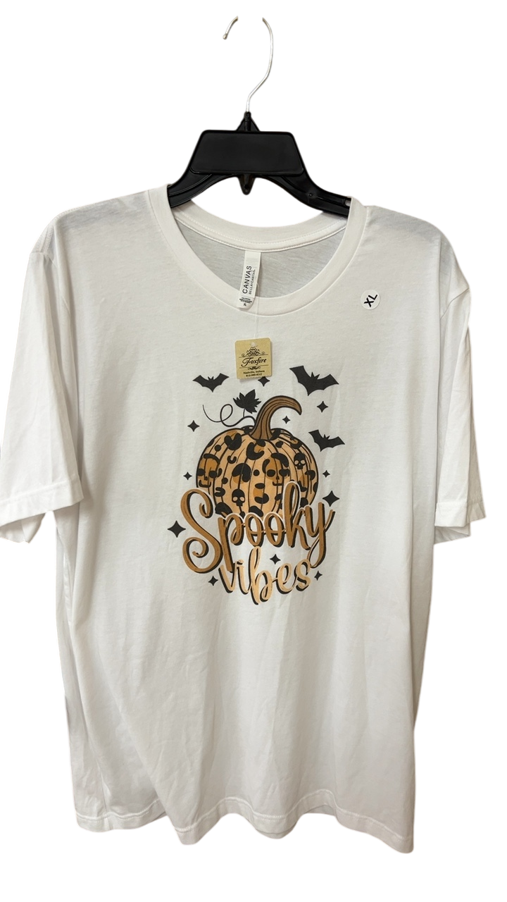 T-Shirt XL White Spooky Vibes