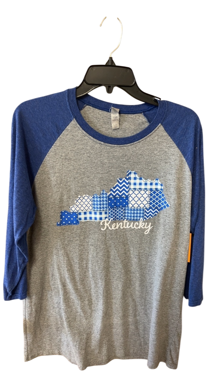 KY T-Shirt Large Gray and Blue