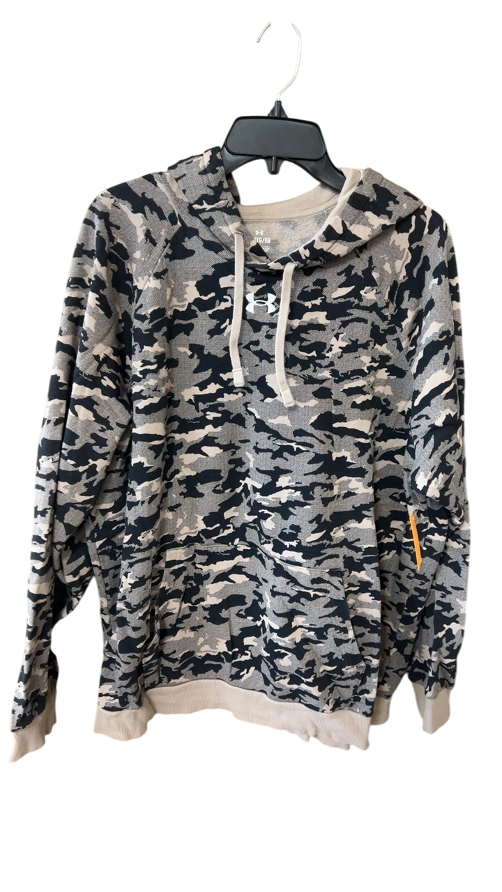 MENS Under Armour Hoodie XL Camouflage print in shades of beige, black, and gray