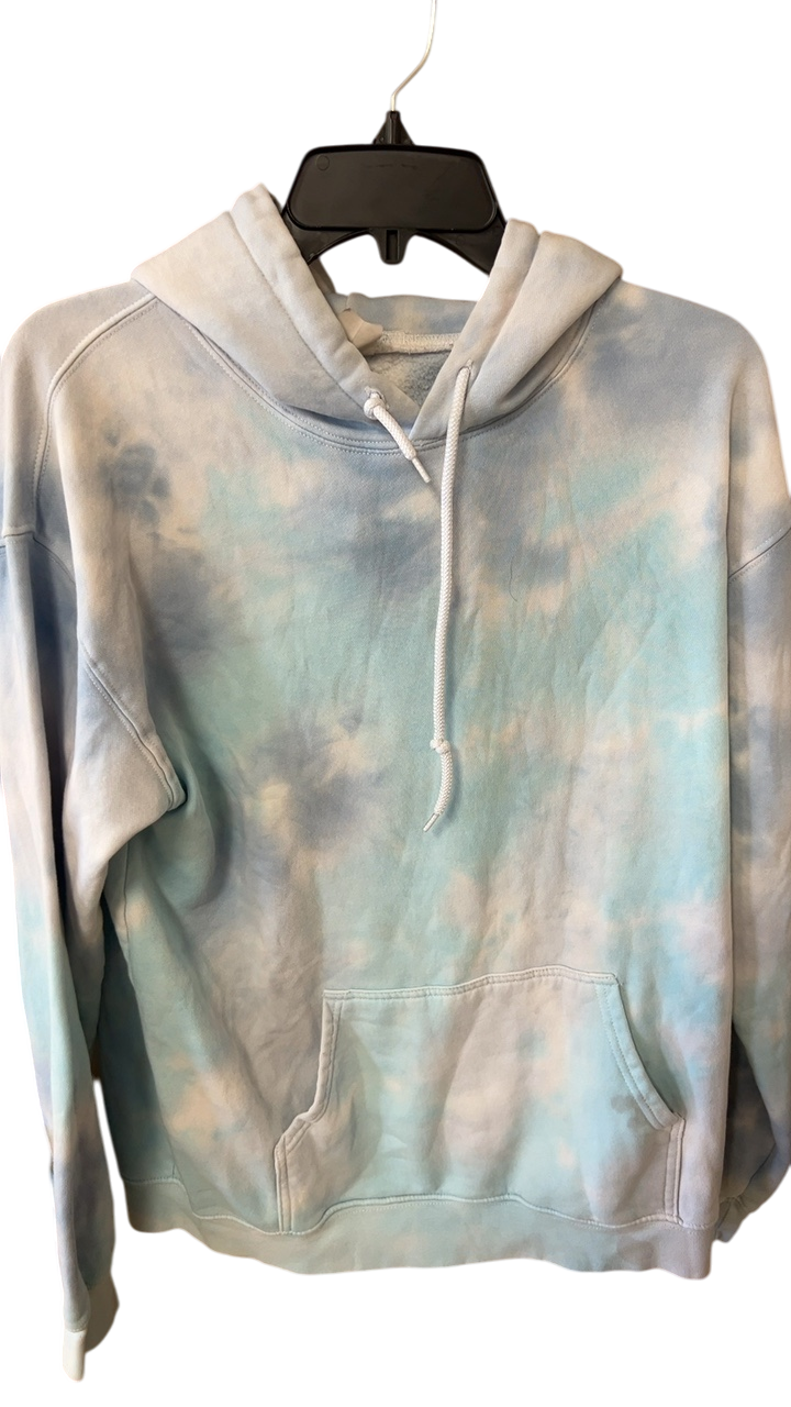 Hoodie Medium Light blue with pastel tie-dye pattern