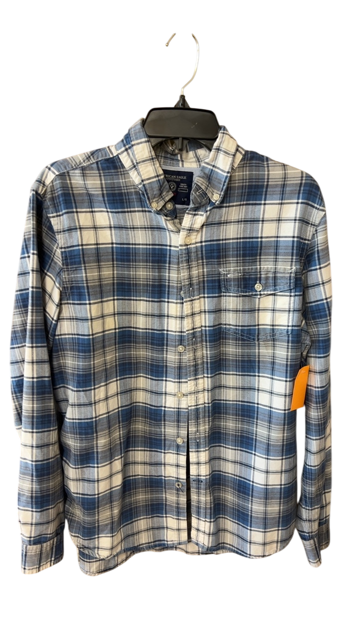 MENS American Eagle Shirt Large Blue and white plaid