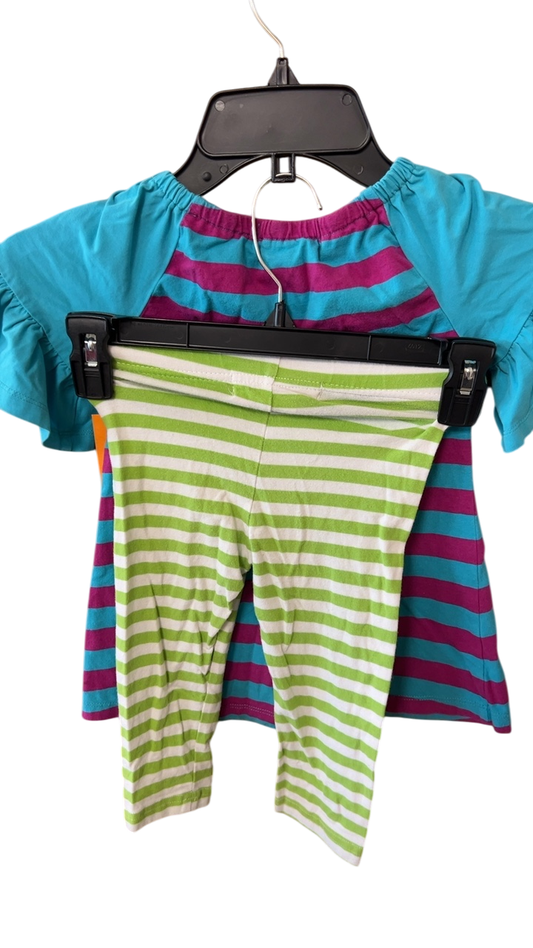 Ruffle Girl 2 piece set 4 Blue and purple striped