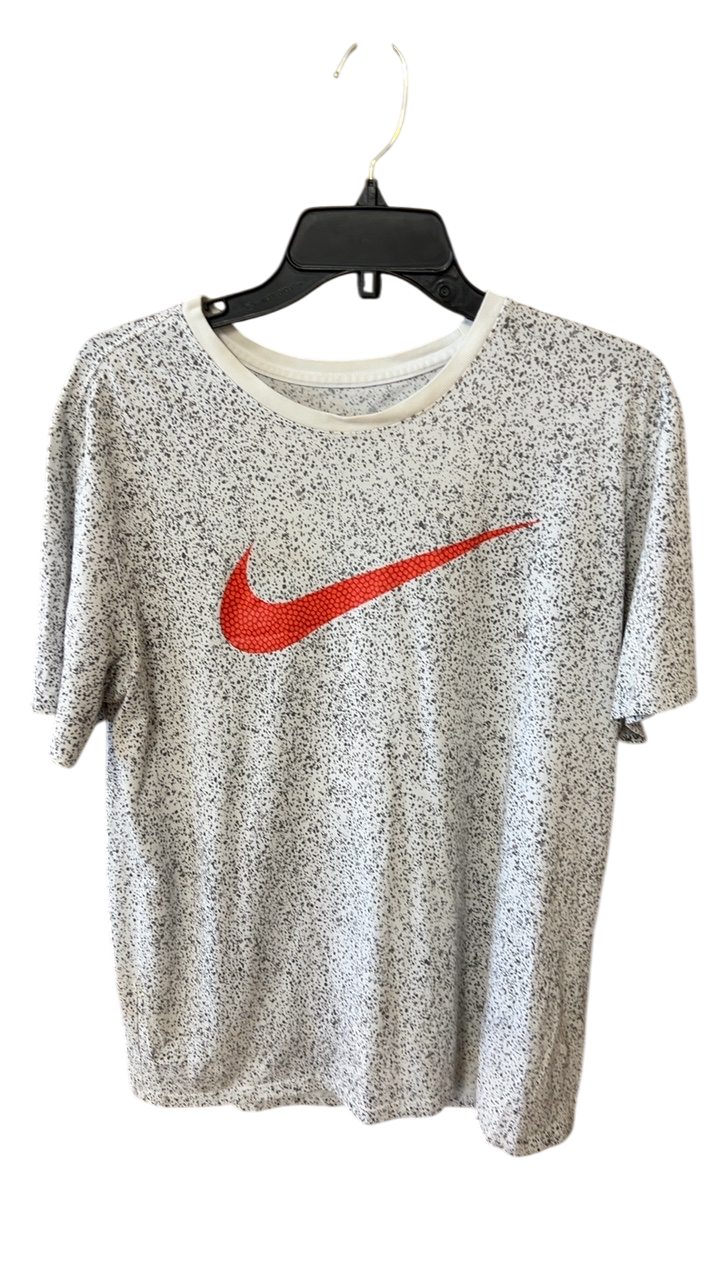 Nike T-Shirt Large White with black speckles and red logo