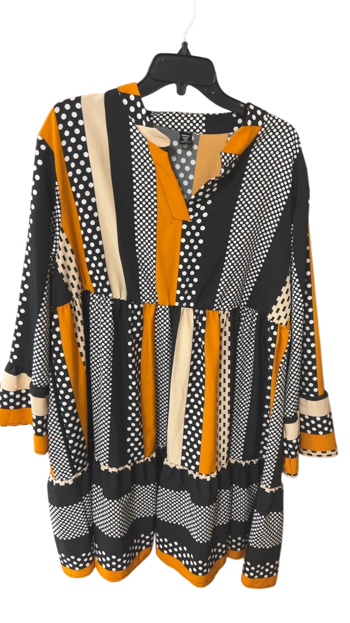 SHEIN Dress 3XL Black, White, Orange, Beige