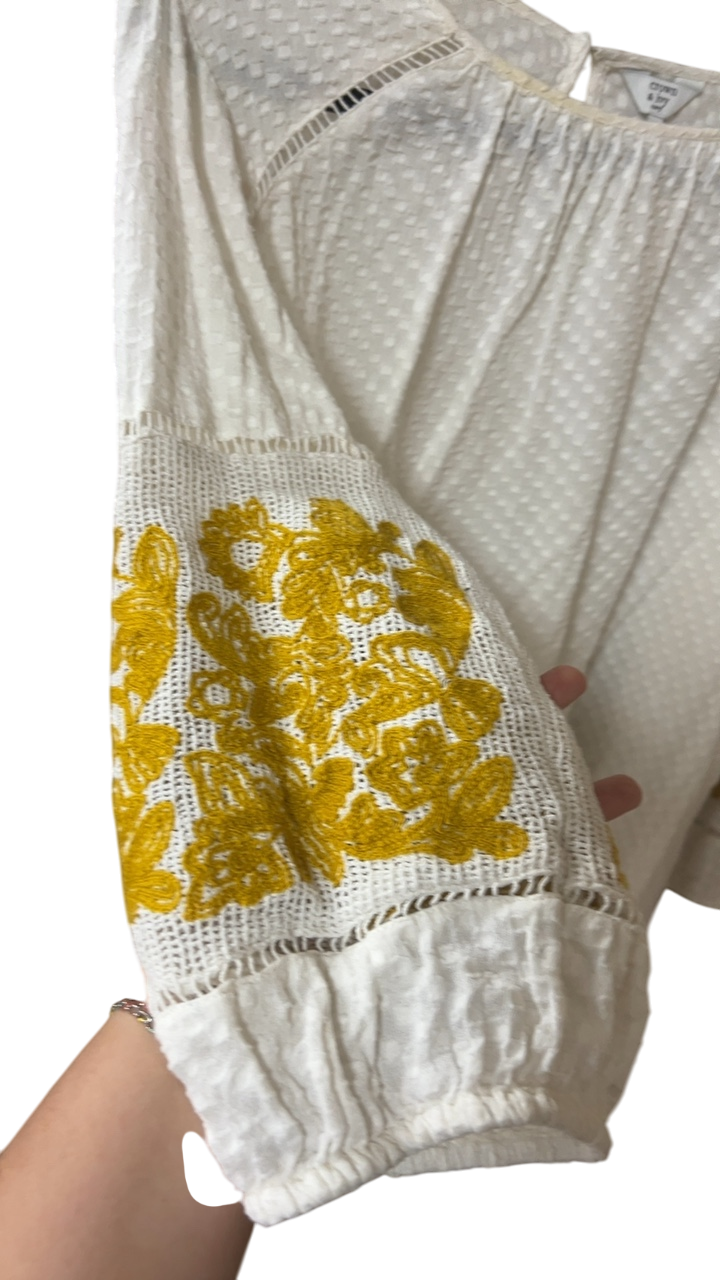Crown & Ivy Blouse 2XL White and Yellow