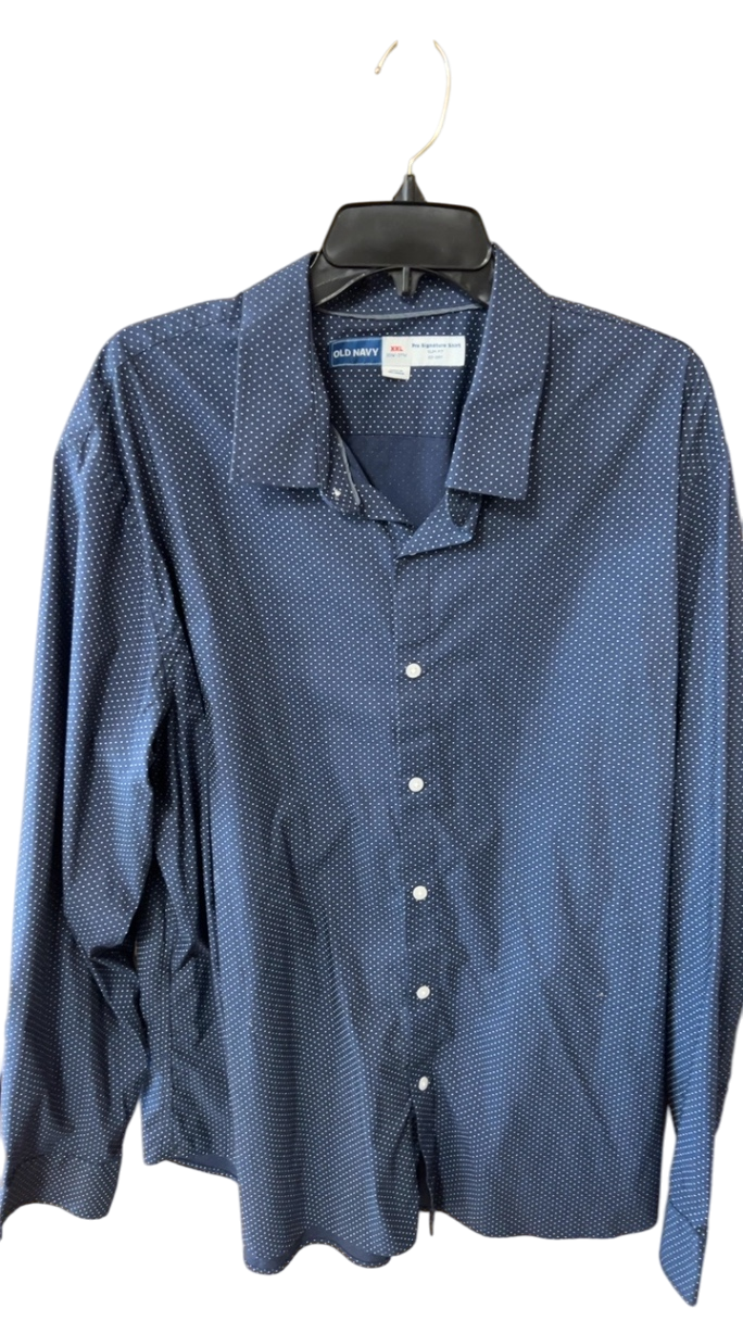 Old Navy Shirt MENS XXL Navy with white polka dots
