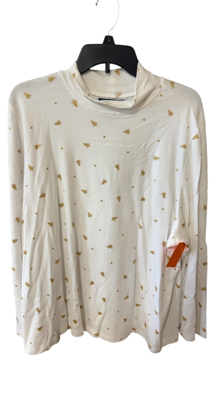 Turtleneck Sweater 3X white with Gold accents