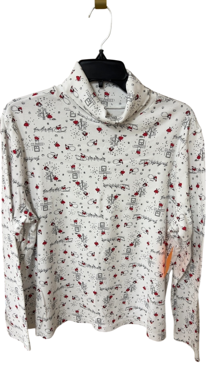 Unknown Turtleneck Sweater 3XL White with red and gray pattern