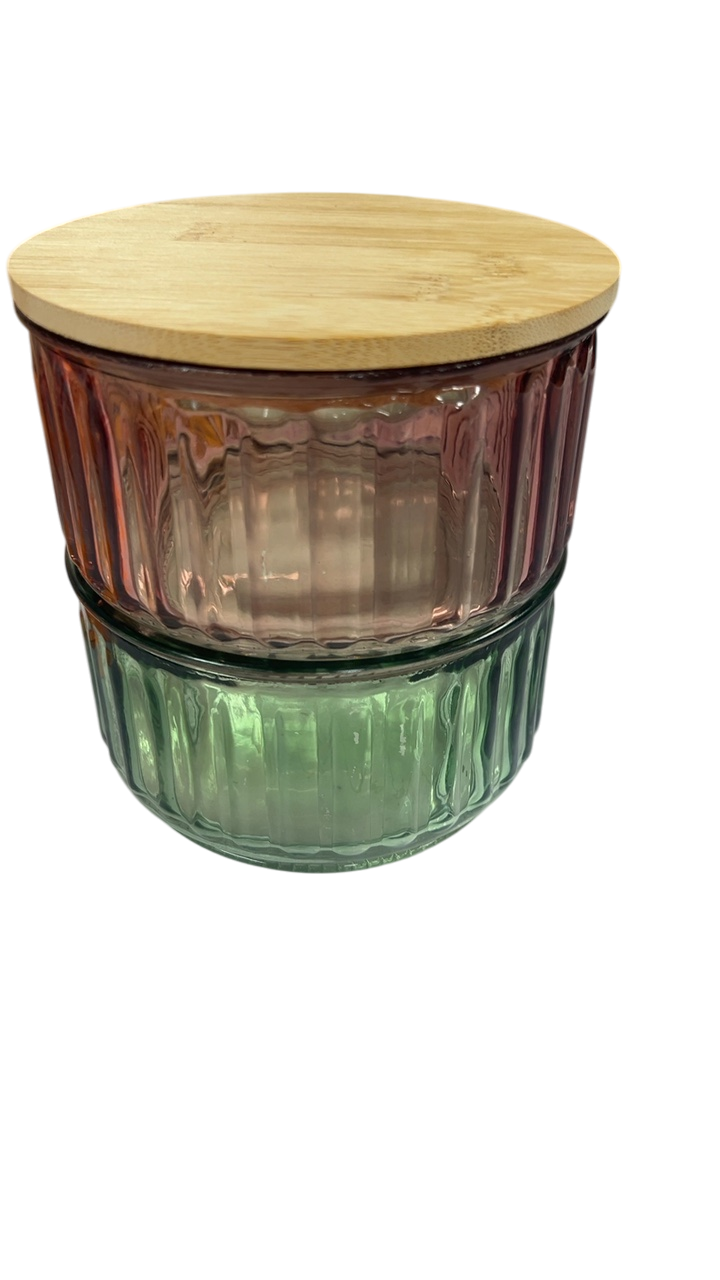 Glass Jars Pink and Green