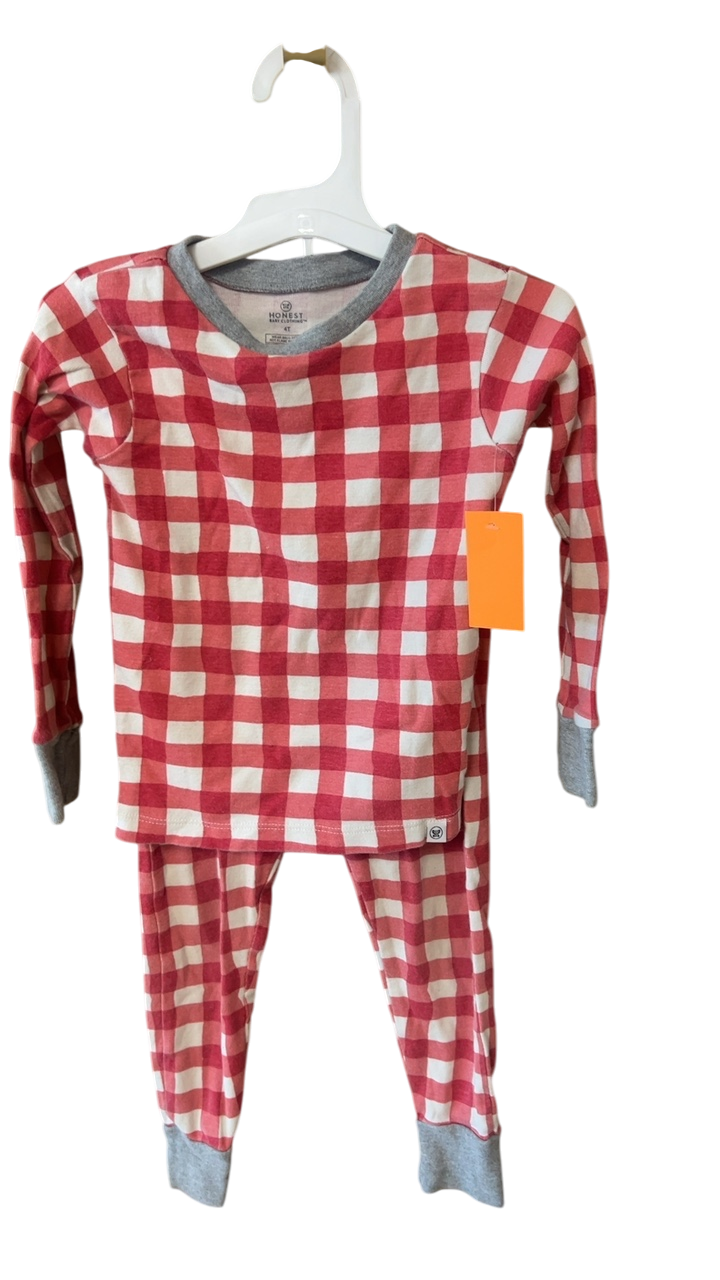 Honest Pajama Set 4T Red and beige