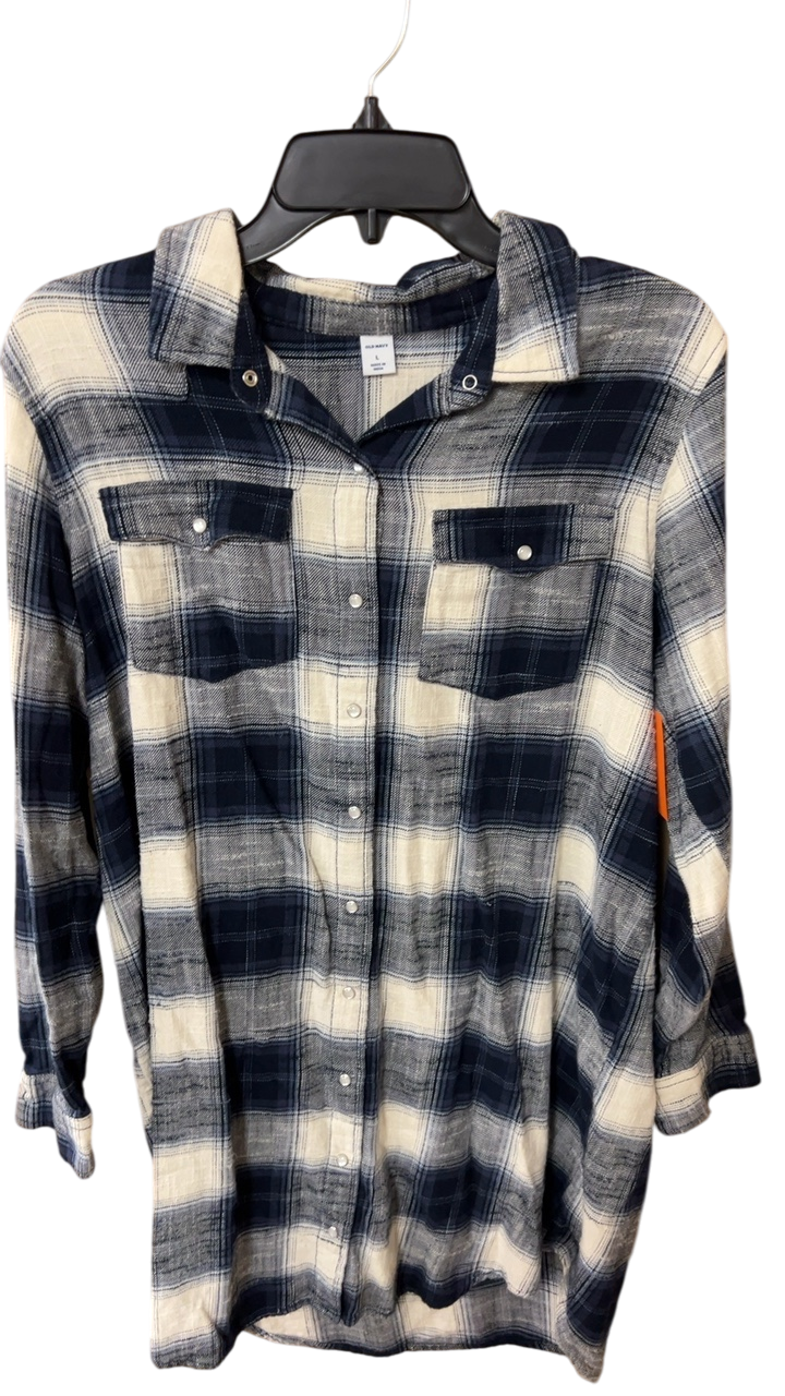 Old Navy Shirt Large Beige and navy blue