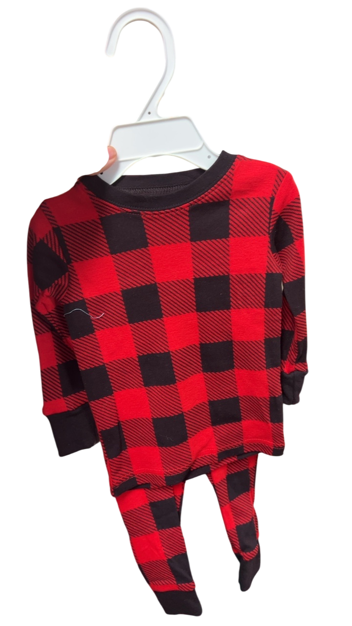 Christmas Pajama Set YOUTH 12m Red and Black