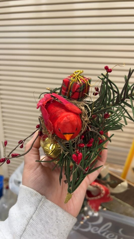 Decorative Ornament Red Bird and Gold