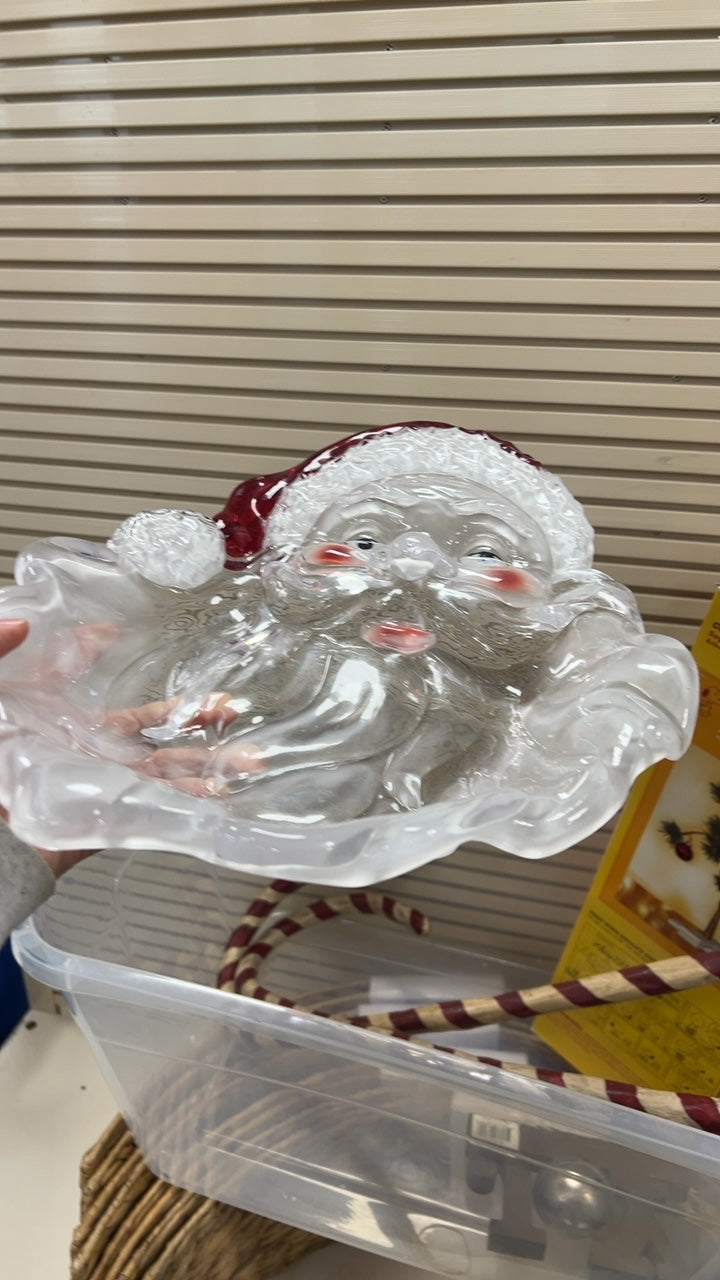 Decorative Glass Santa Figurine Clear with red and skin-tone accents