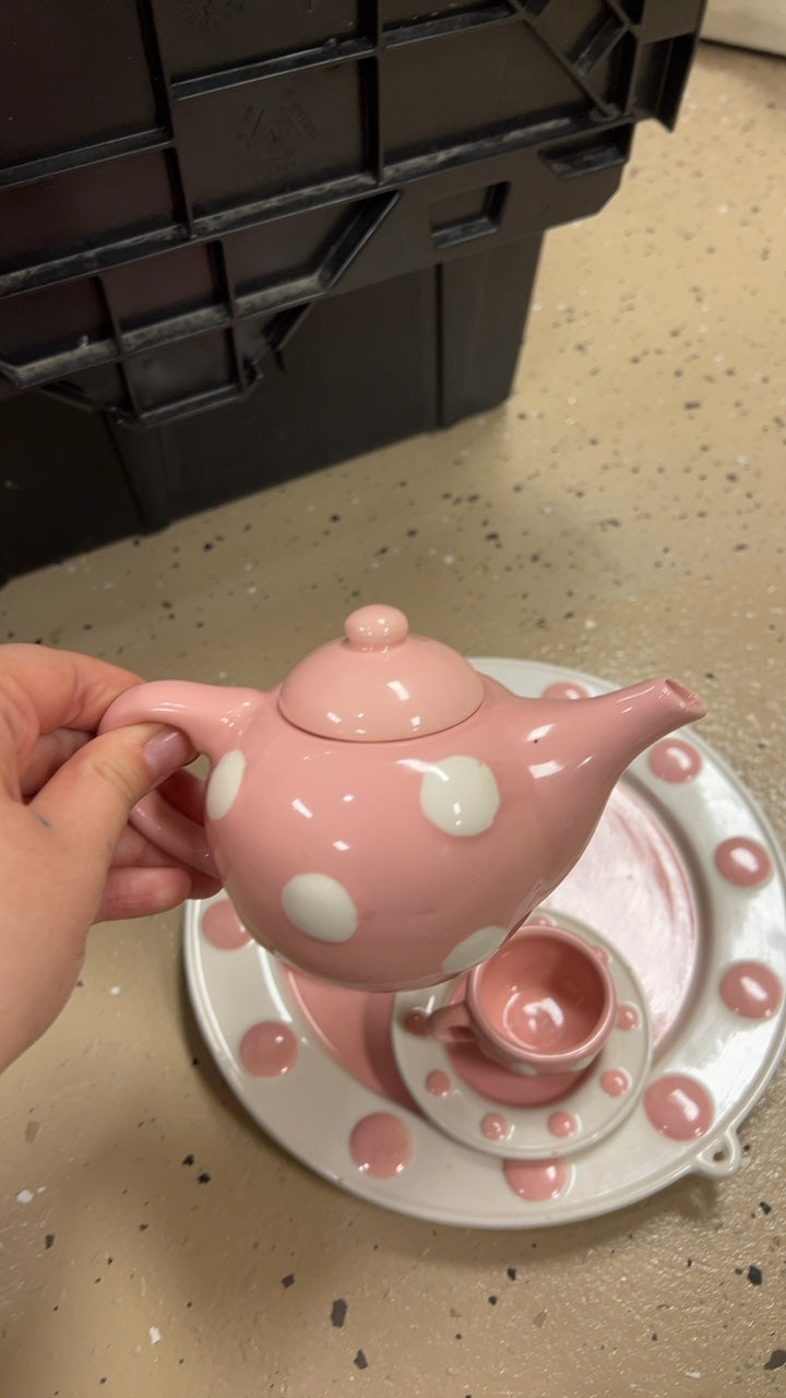 Kids Tea Set Pink and White