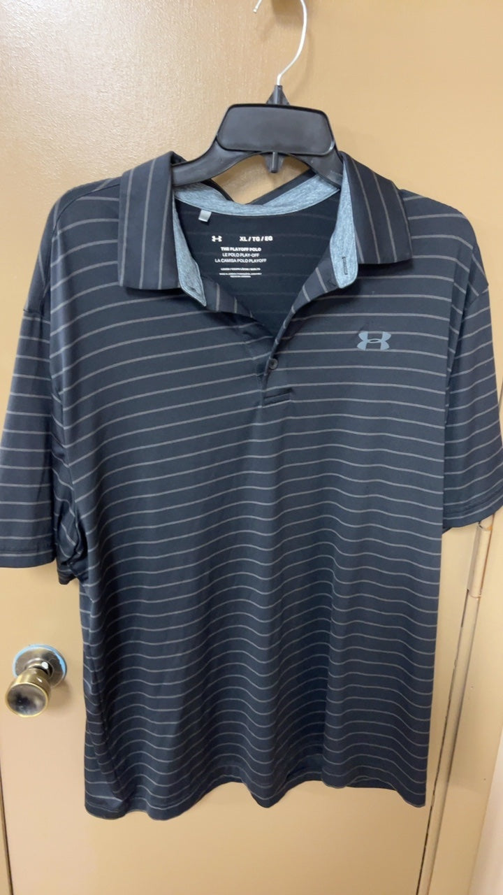 Under Armour Shirt MENS XL Black with gray stripes