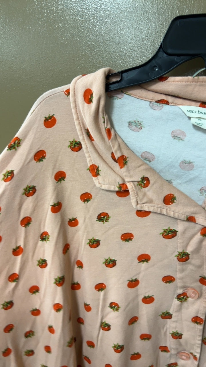 Vera Bradley Pajama Set 3x Peach with orange and green print