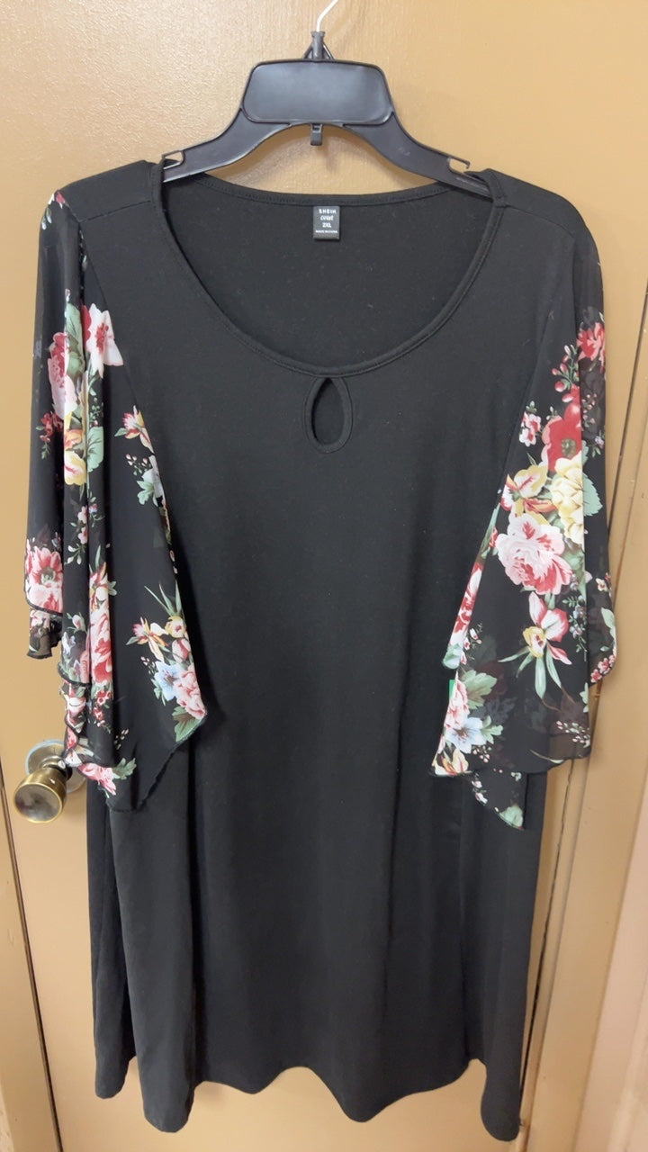 SHEIN Dress 2XL black floral
