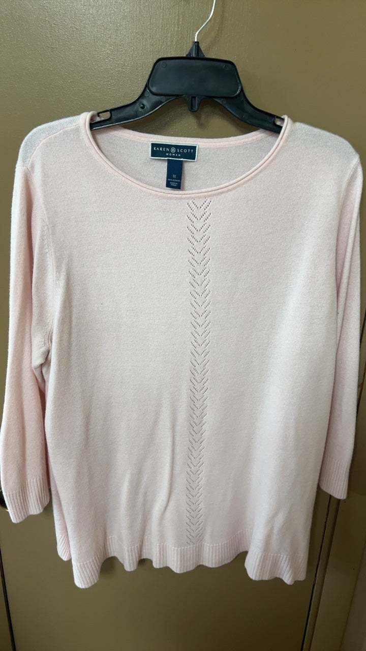 Karen Scott Sweater 1X baby pink
