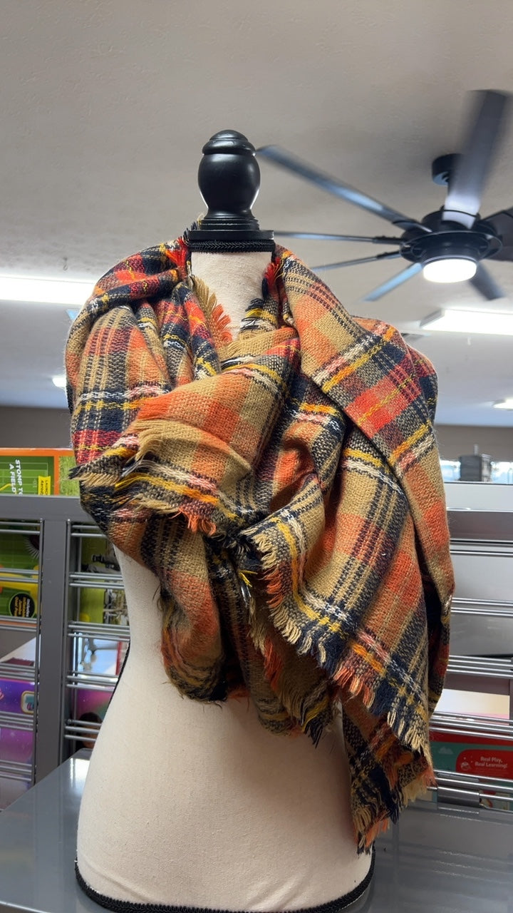 Blanket Scarf Orange Shawl
