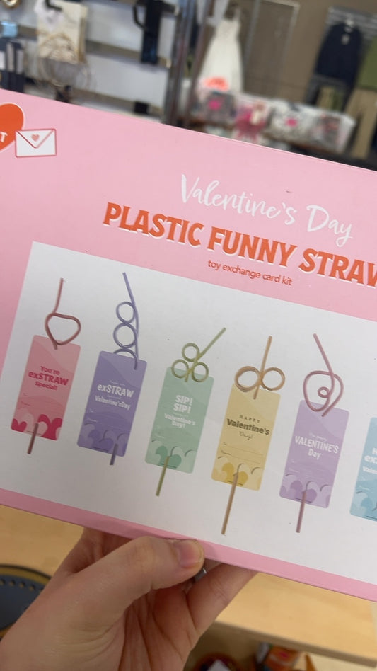 Plastic Straw Valentines Day Set