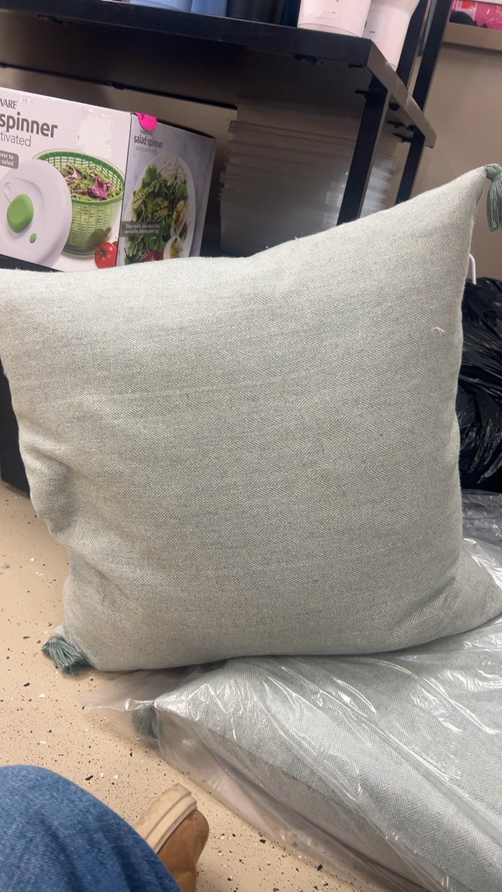 Large Sage Green Feather Pillow
