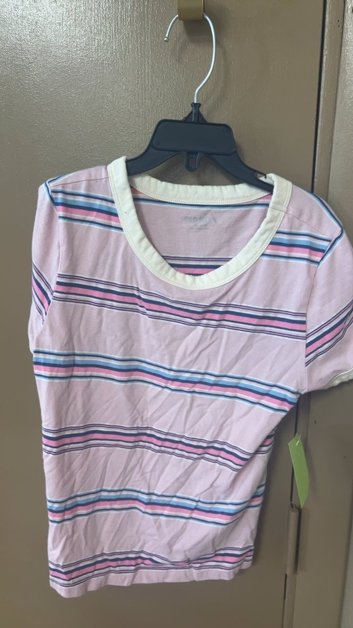 T-Shirt YOUTH 10/12 Pink with multicolor stripes