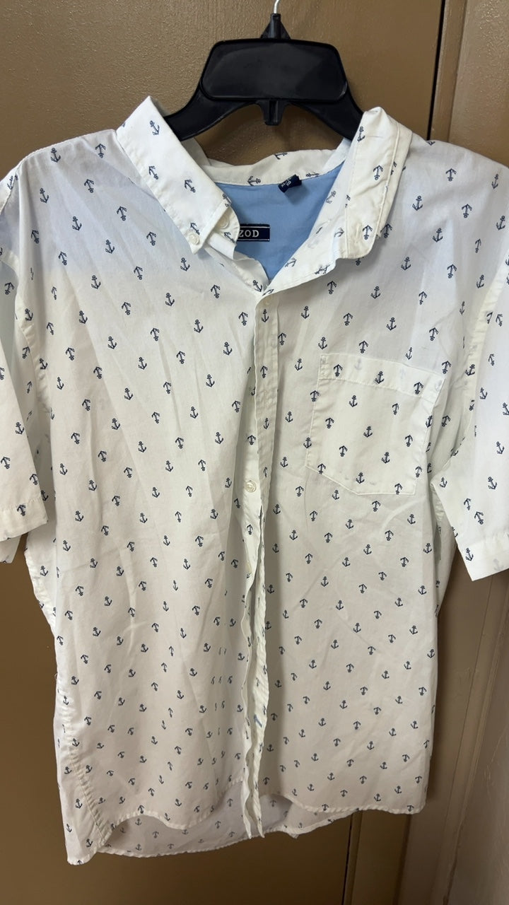 IZOD Shirt MENS XL Cream anchors pattern
