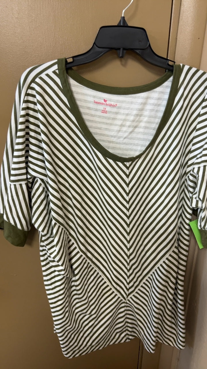 woman within T-Shirt 1XL Beige and Olive Green