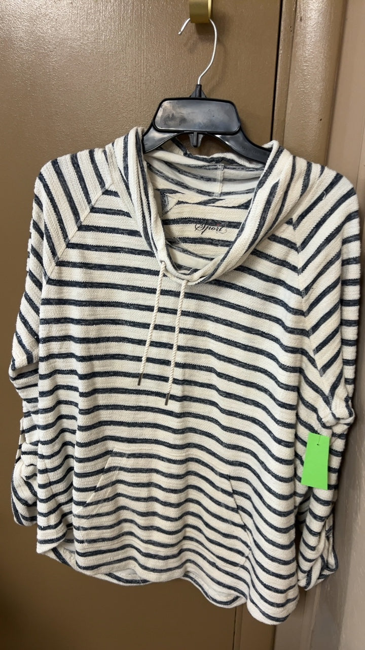 Hoodie XL Beige with navy blue stripes
