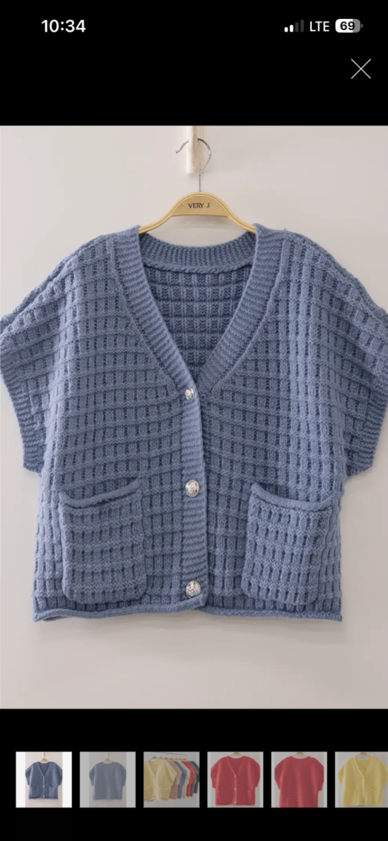 Waffle Textured Cardigan Blue