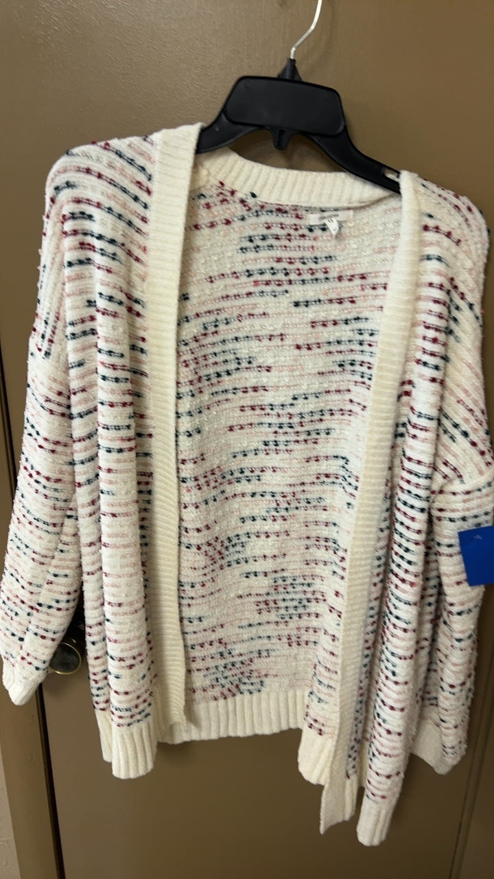Sweater XL Cream with red and navy patterns