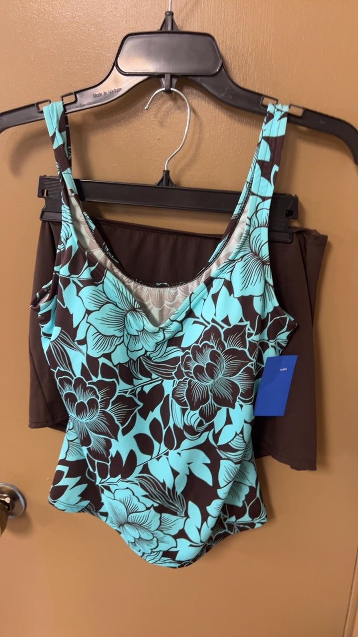 2 piece swim Large Blue and black