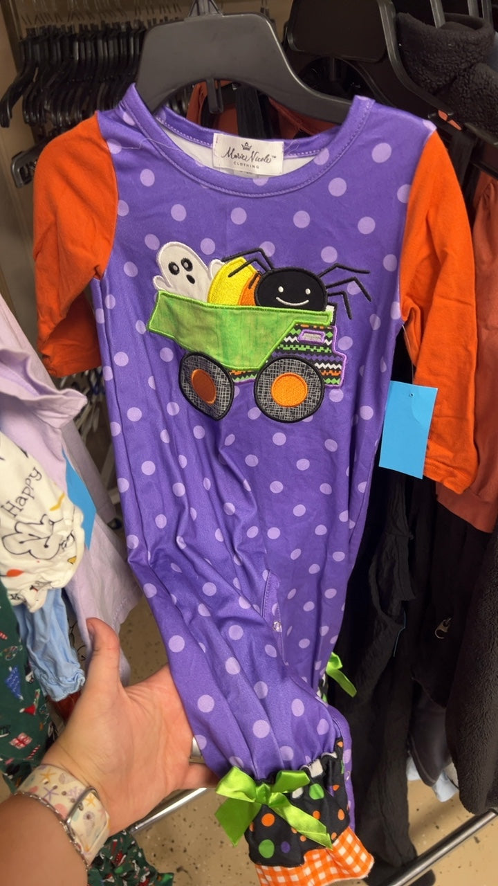 Maria Nicole Sleepwear Youth 12/18m Purple with orange accents