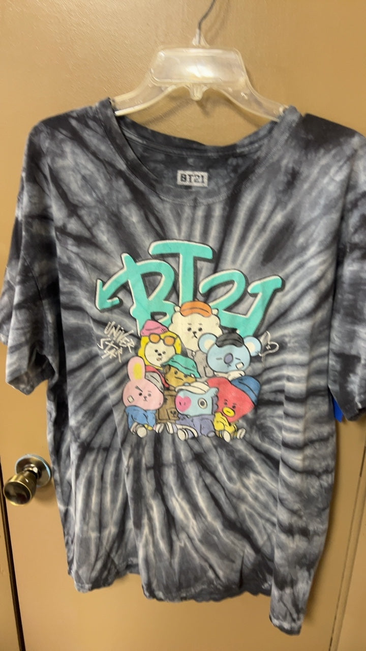 T-Shirt XL Black and white tie-dye