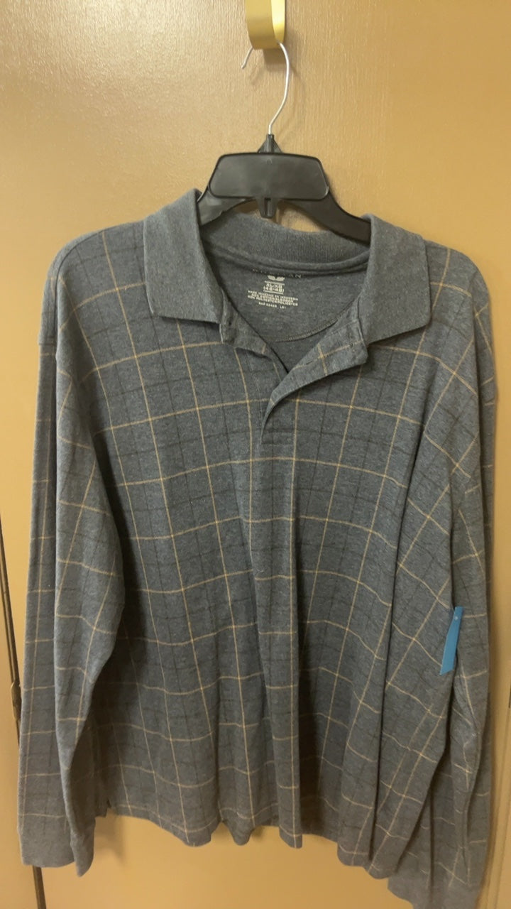 Shirt MENS XL Gray with yellow checkered pattern