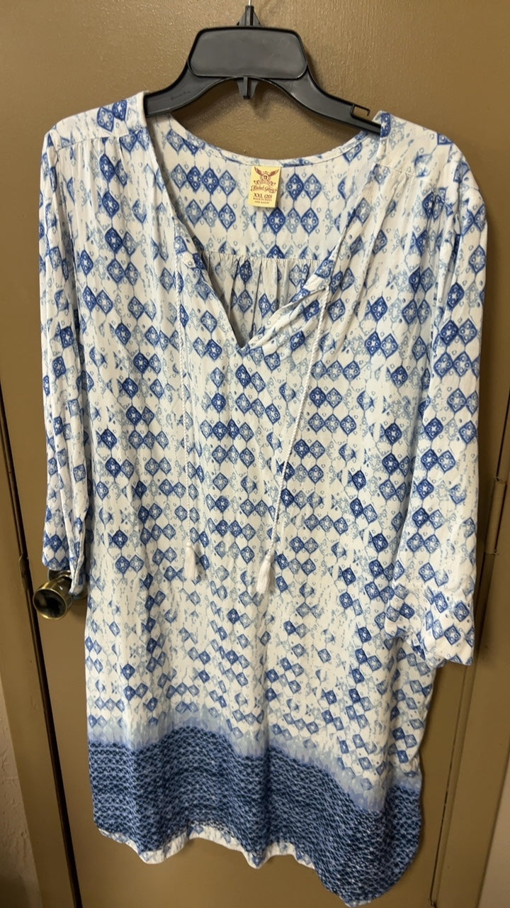 Faded Glory Dress XXL White and Blue