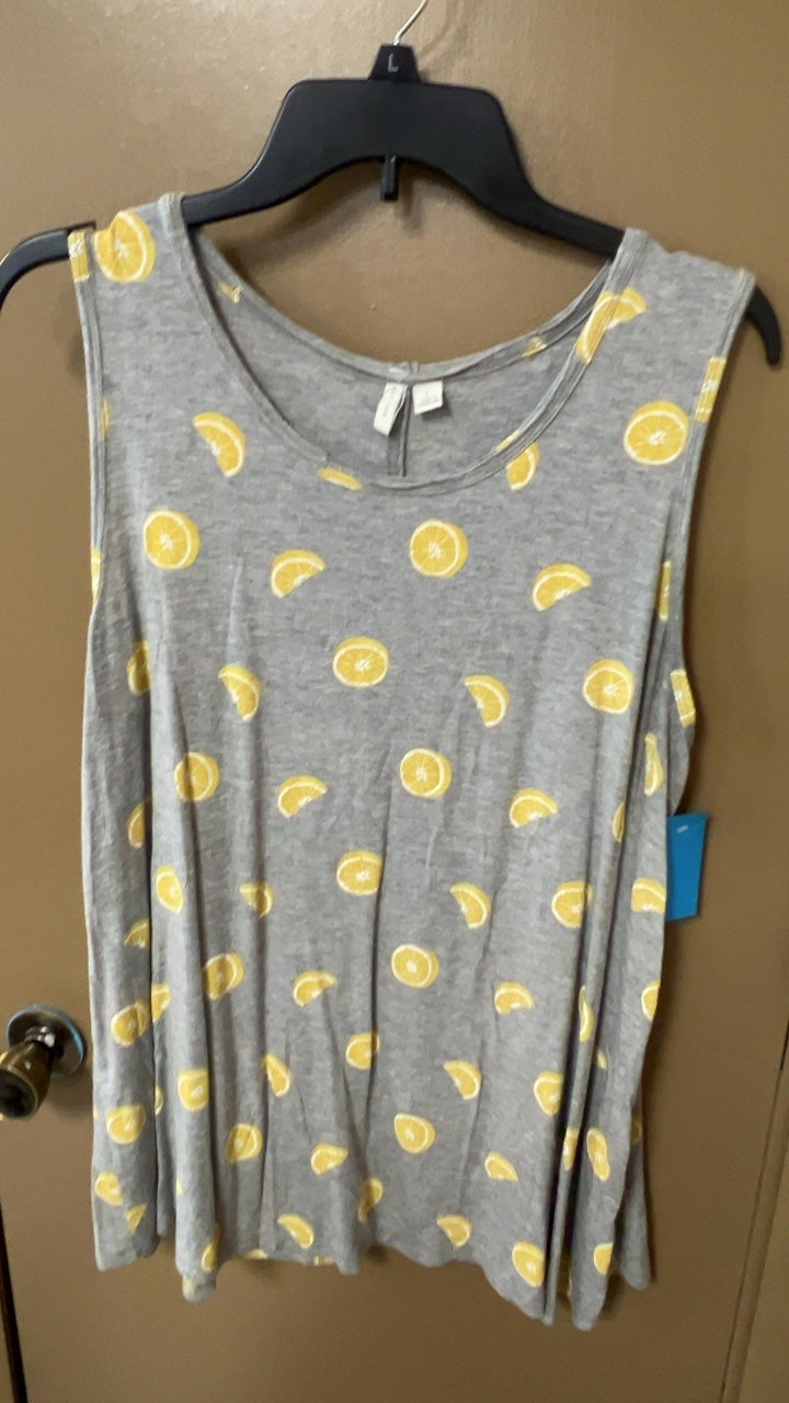 Tank top Large Gray with yellow lemon print