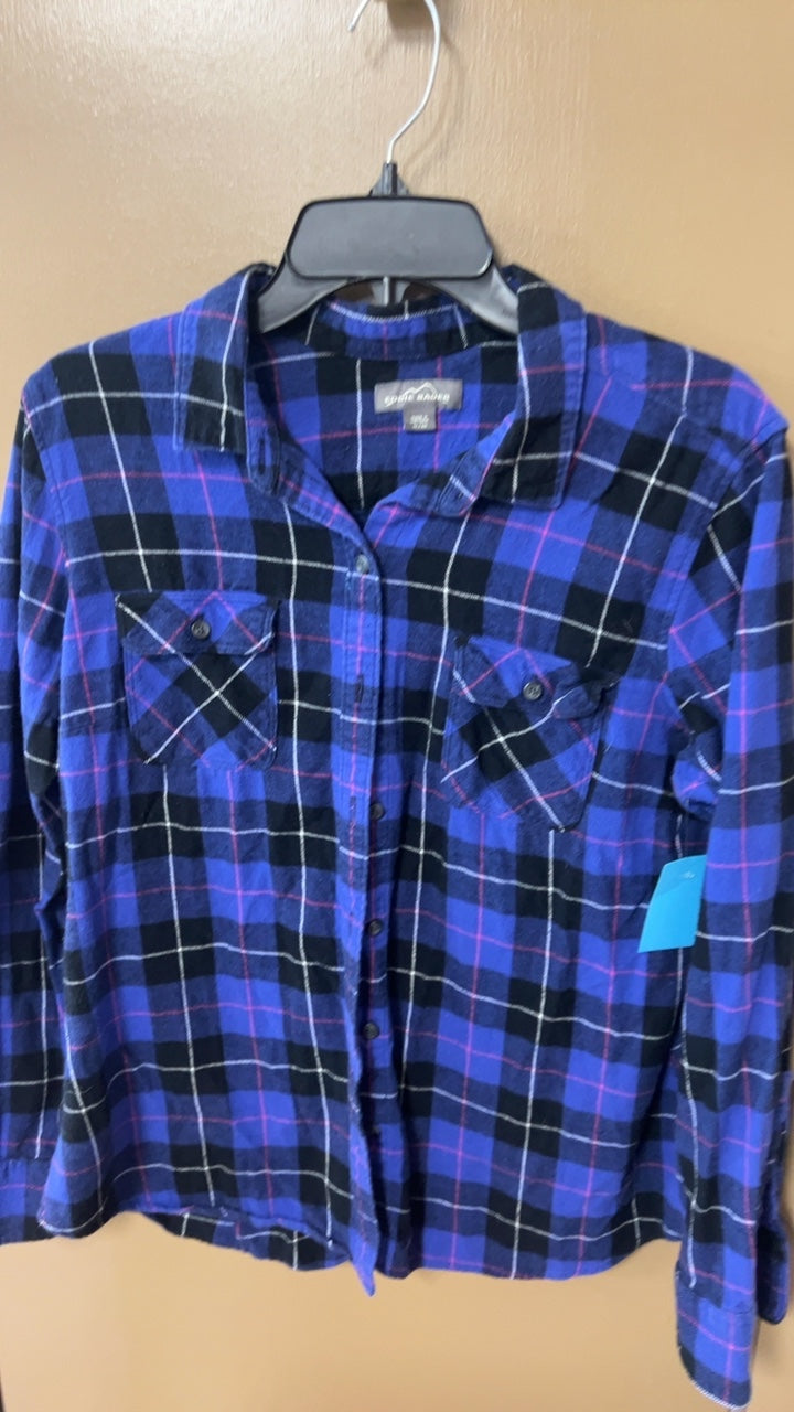 Sport Jeans Shirt XL Blue and black with white and red lines