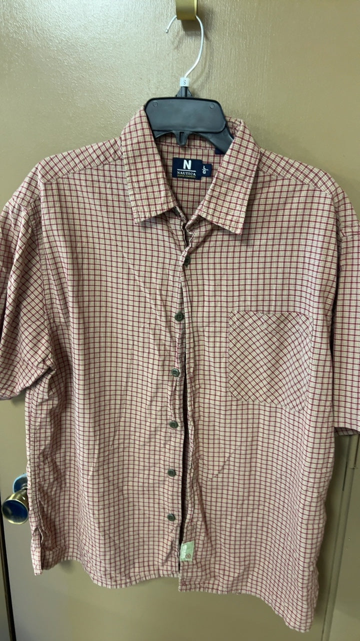 Nautica Shirt MENS Large Red and beige