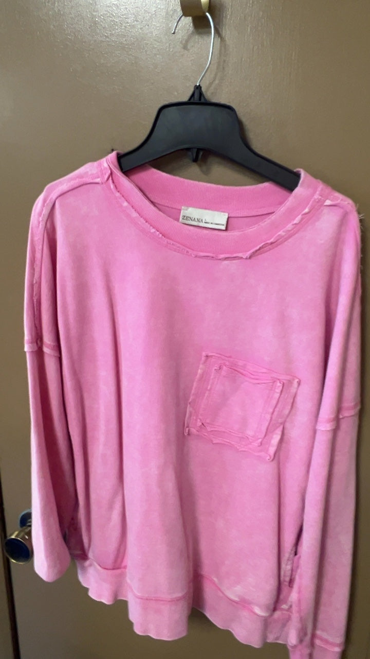 ZENANA Sweatshirt Large Pink