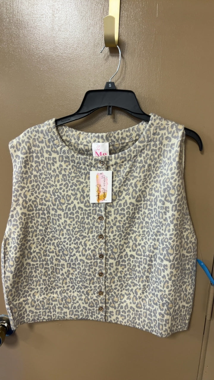 Le Mo Tank top Medium Beige with gray animal print