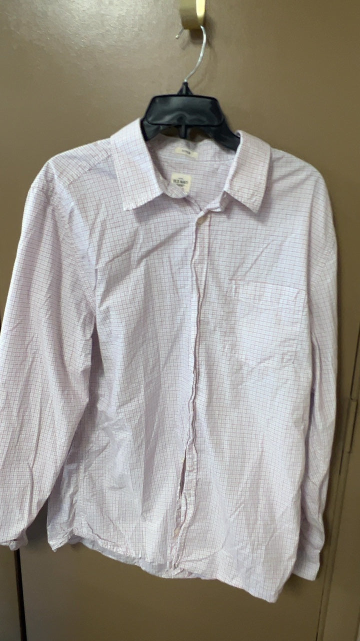 Old Navy Shirt Large Light pink with red and white checkered pattern
