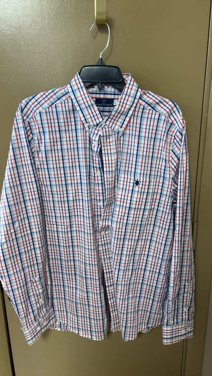 Simply Southern Shirt MENS Large Multicolor (red, blue, white)