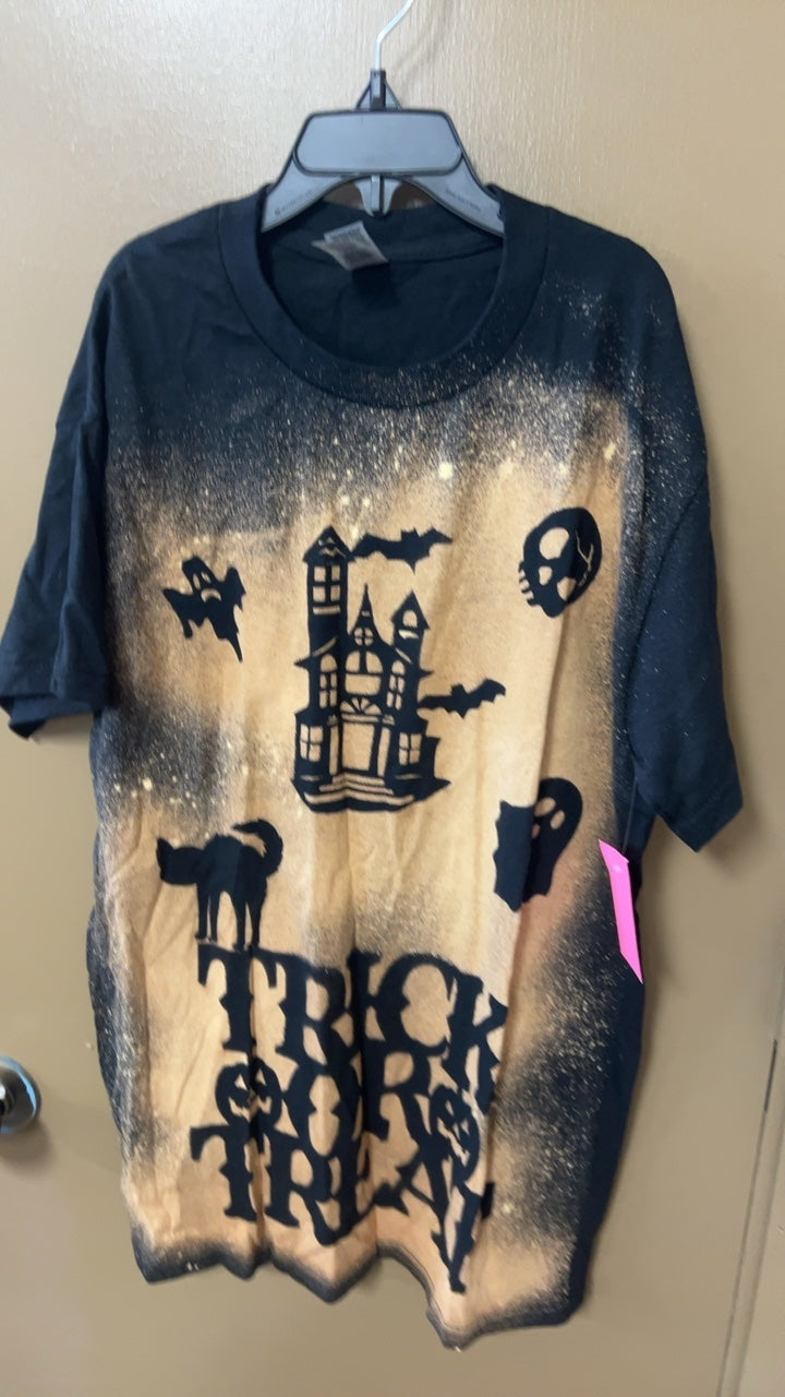 Trick or Treat T-Shirt Small Black and beige