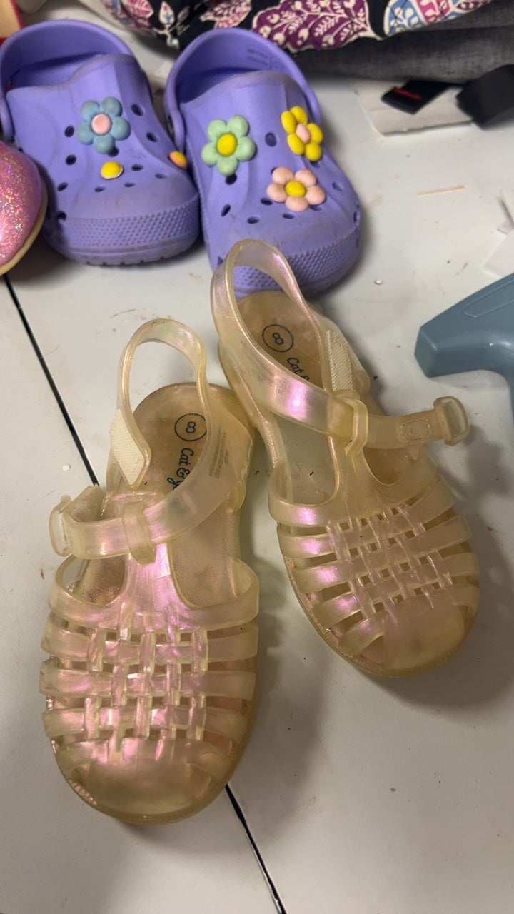Cat & Jack Sandals Youth 8 Beige/Pink (iridescent)