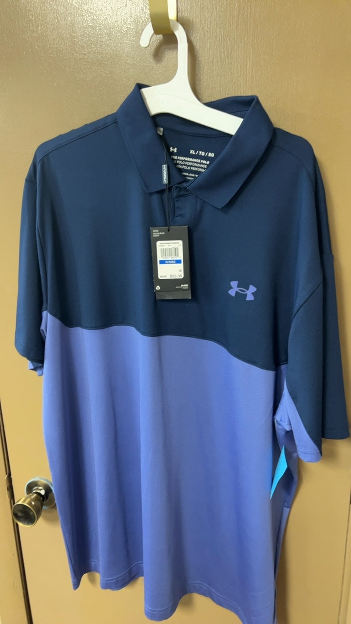 Under Armour Polo Shirt XL Navy blue and light purple