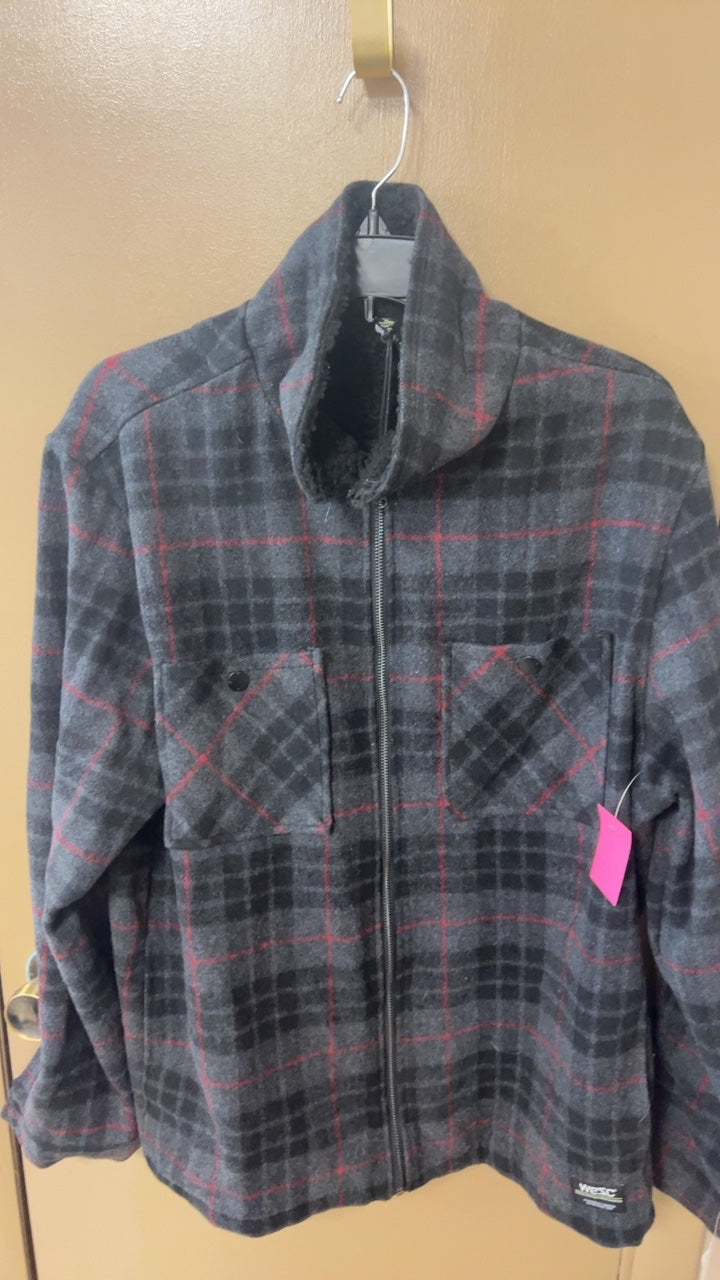 Jacket MENS XL Gray with red and black plaid pattern