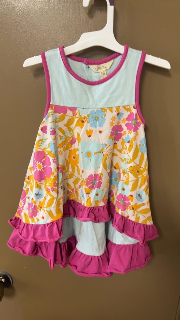 Matilda Jane Dress YOUTH 4 Multicolor (pink, yellow, blue, white, and green)